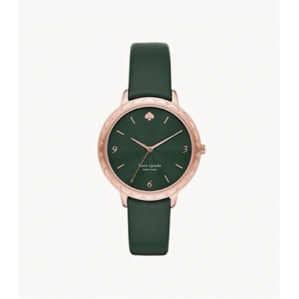 Kate Spade Green and Rose-Tone Leather Watch